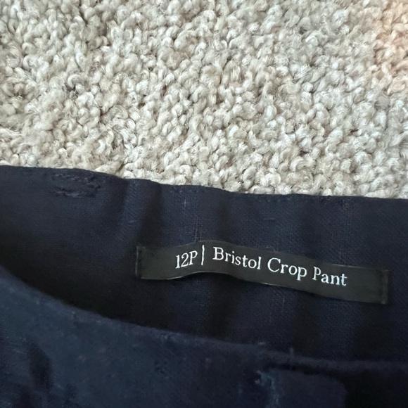 Talbots Navy Blue Linen Bristol Cropped Pants, NWT Never Worn Size 12P - Picture 4 of 5
